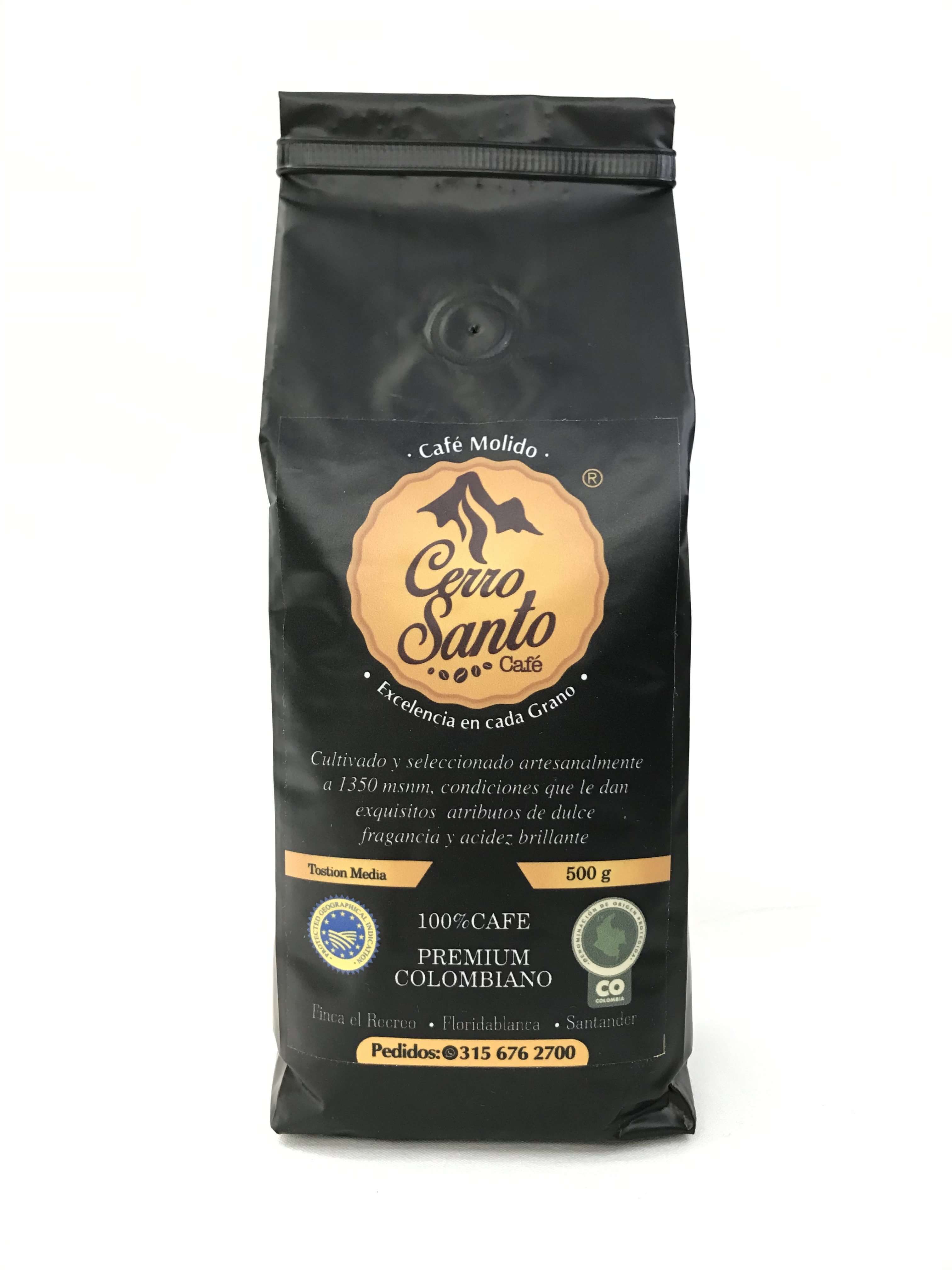 Cafe Cerro Santo Premium 500g, cafe premium colombiano de origen, especial y gourmet para paladares exigentes.