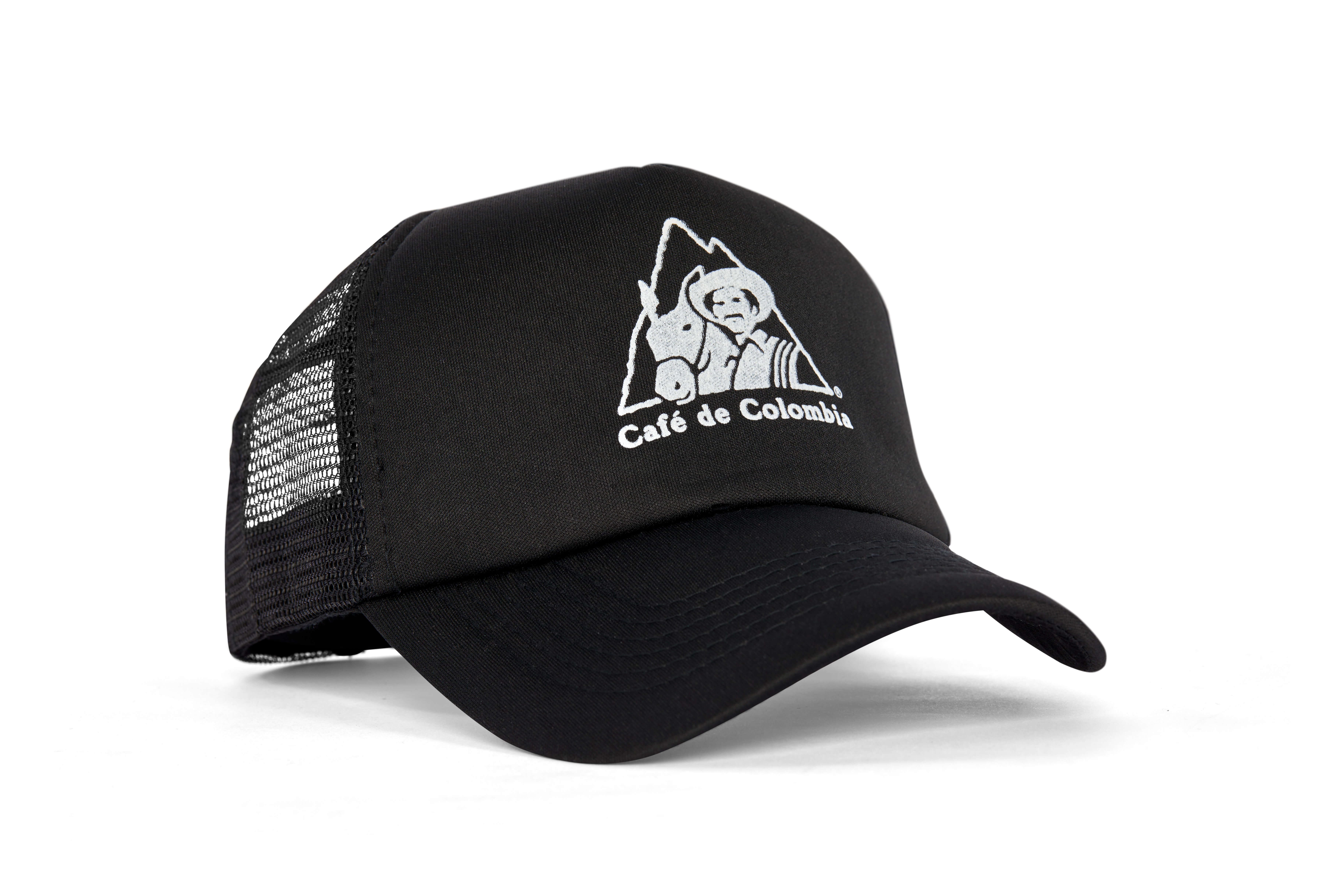 Gorra Café de Colombia, accesorio oficial que refleja la tradición cafetera y estilo de la marca.