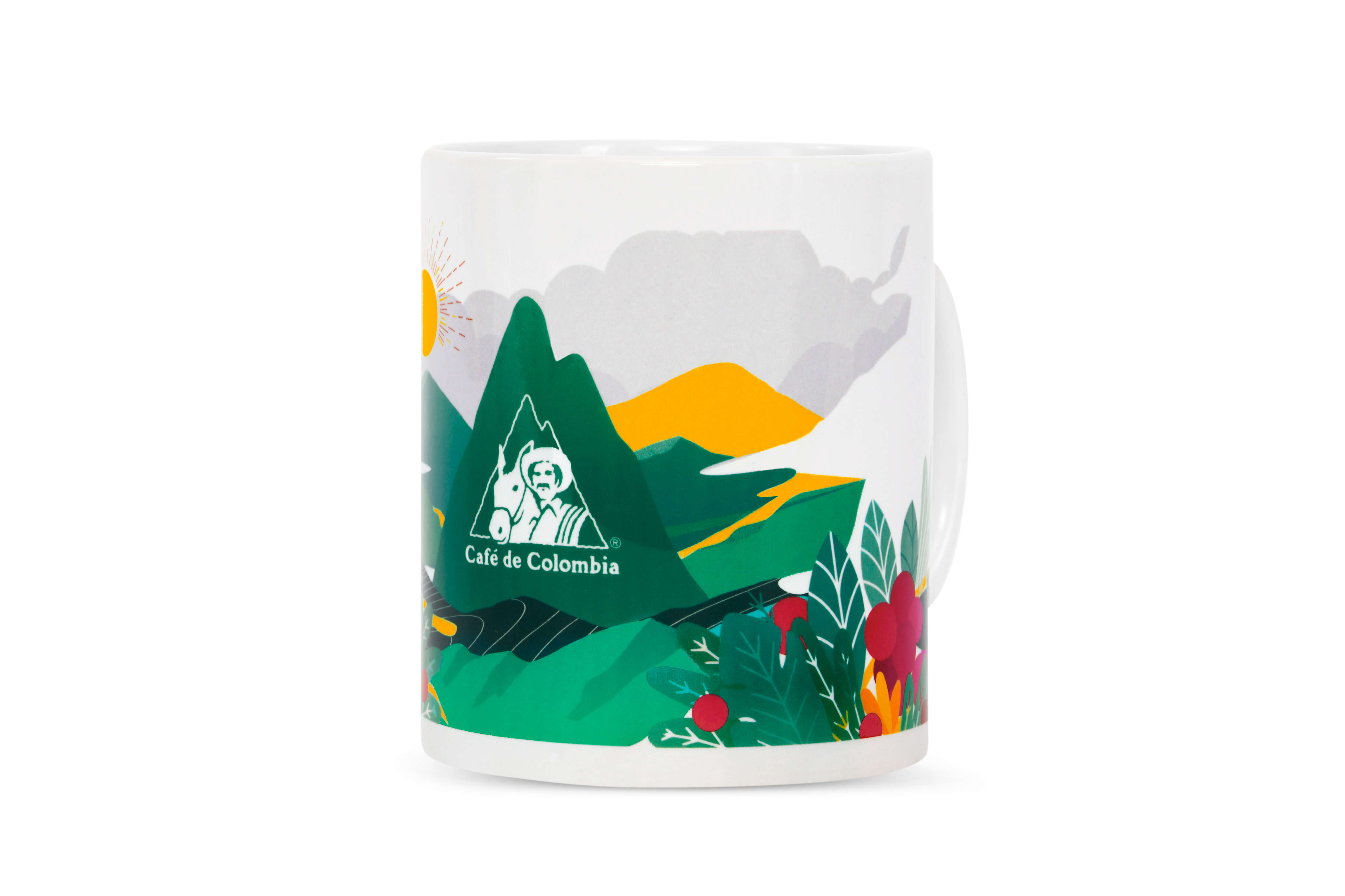Mug Café de Colombia, taza oficial que refleja la tradición cafetera colombiana con estilo y autenticidad.