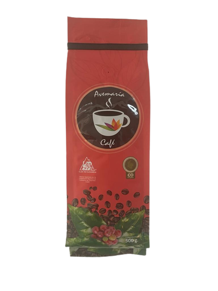 Café Avemaria 500g, cafe especial colombiano en grano con aroma intenso y sabor premium gourmet 100% colombiano.