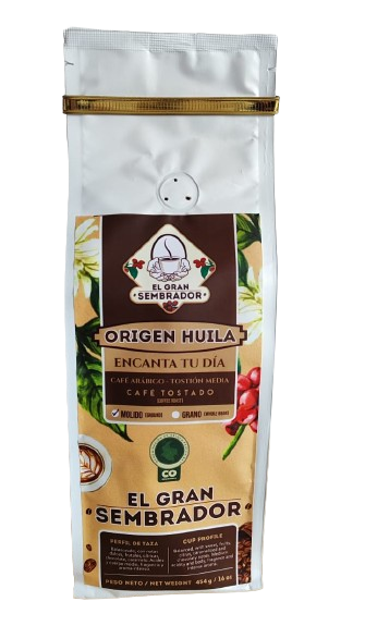 Café Gran Sembrador Especial Molido 454G, café colombiano premium artesanal con aroma intenso y sabor equilibrado.