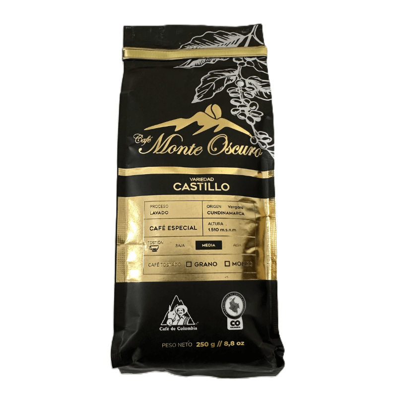 Cafe Monte Oscuro Especialidad 250G, cafe premium colombiano artesanal con aroma intenso y sabor gourmet.