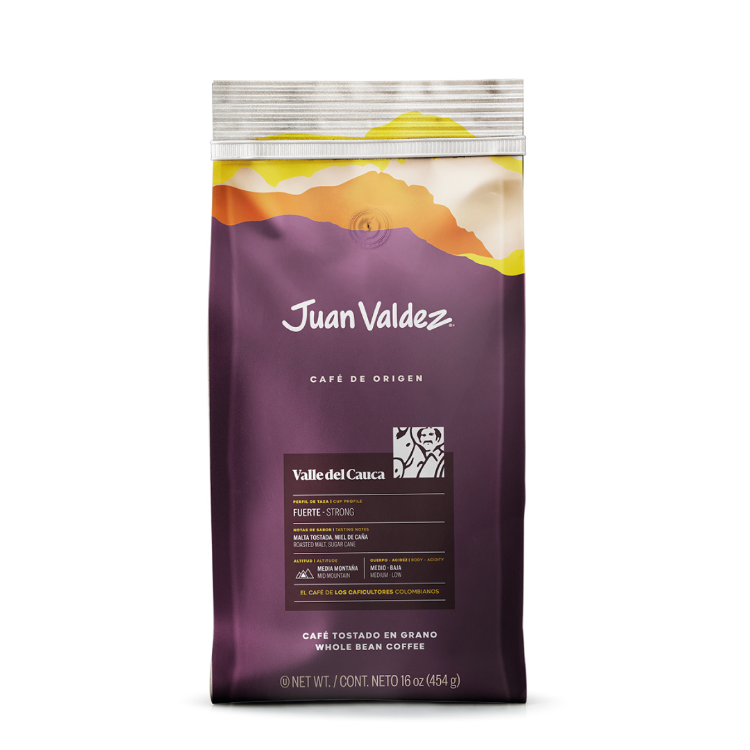 Juan Valdez Cafe Origen Valle del Cauca, perfecto para tinto, capuchino o frapuchino de aroma y sabor excepcionales.