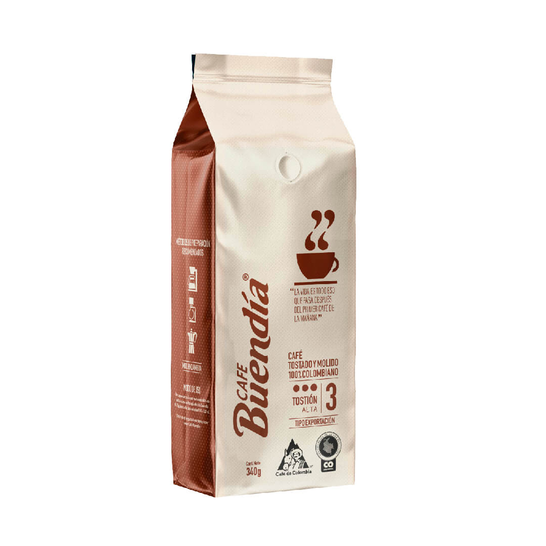 Café Buendía Selecto Tostión Alta 340G, café colombiano de alta tostión, fuerte, aromático muy sabroso.