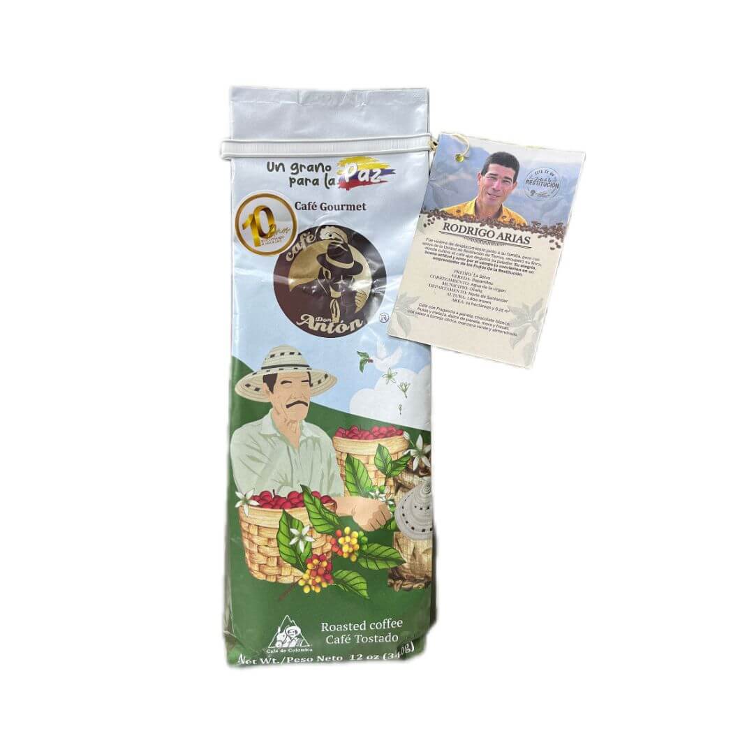 Café Gourmet Un Grano para la Paz 340G, café colombiano artesanal, sostenible y solidario, propósito social.