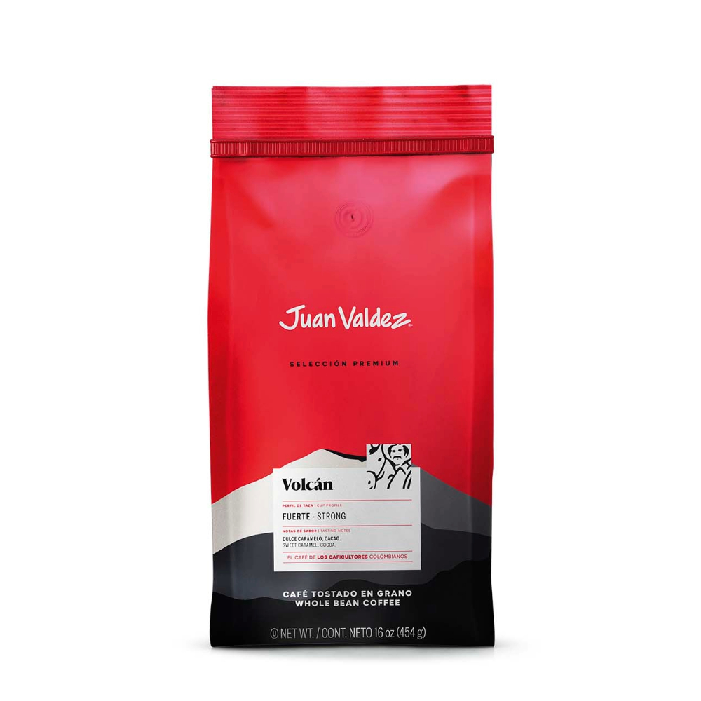 Juan Valdez Cafe Volcán, cafe especial de altura en Colombia con aroma intenso y sabor auténtico.