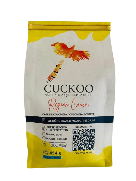 Cuckoo Cafe Región Cauca 454g, cafe del Cauca premium colombiano, especial y de origen para disfrutar.